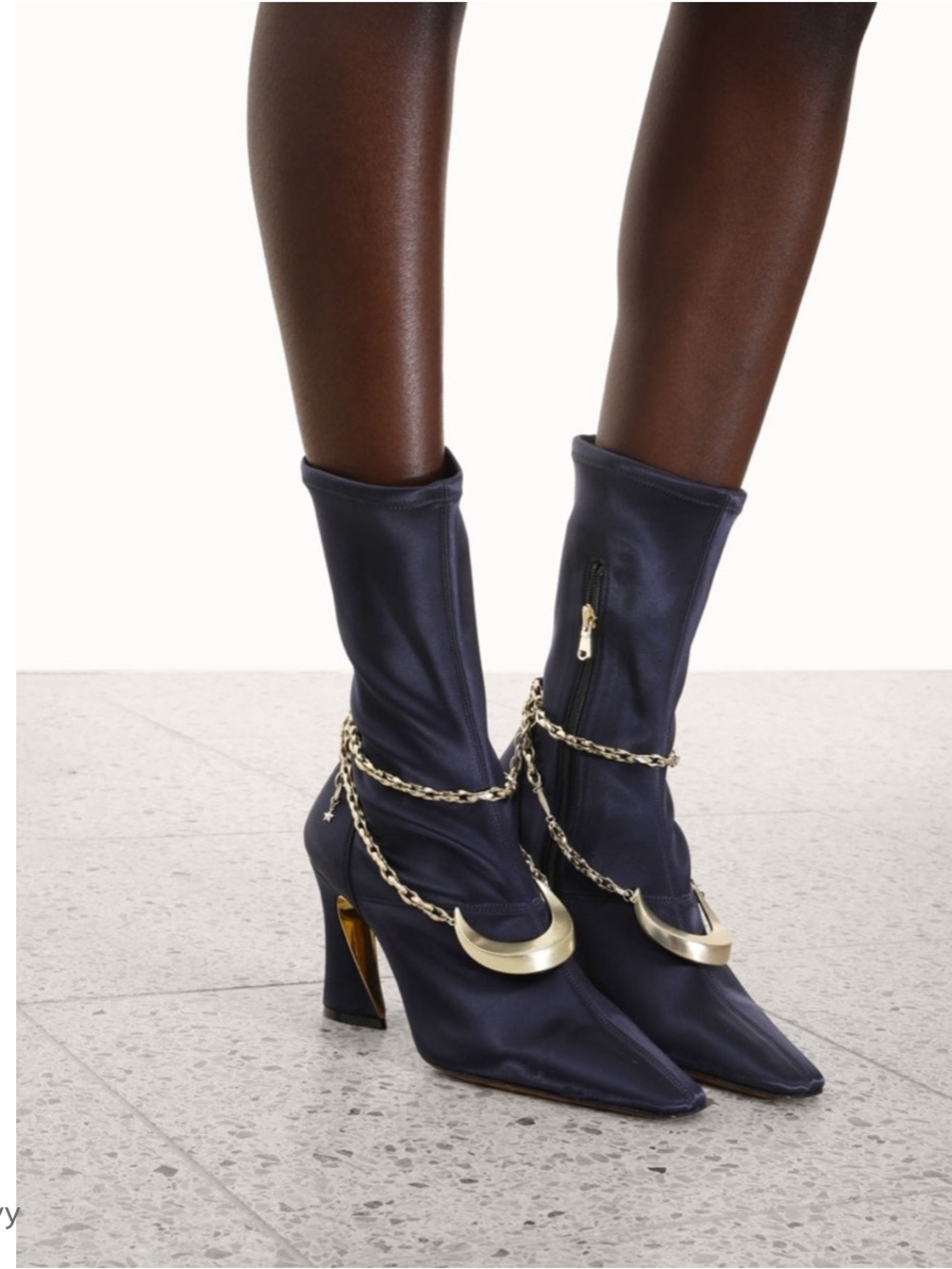 ZIMMERMANN Women's Navy Chain-Accent  Boot Heels